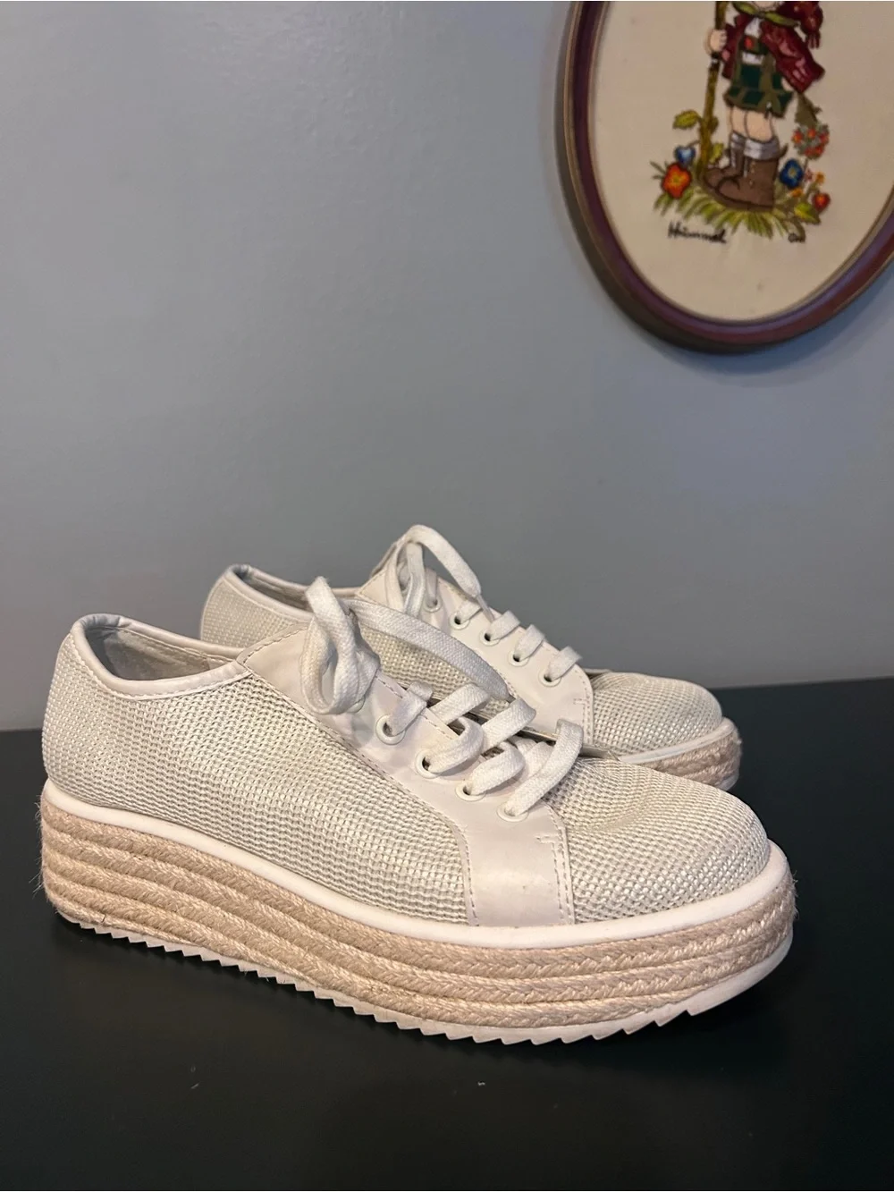 Dolce Vita Tannah Espadrille Wedge Sneakers White Tan Size 10